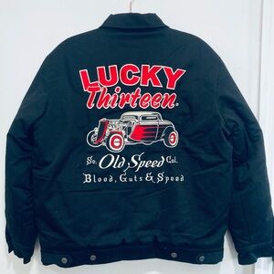 Lucky 13 Thirteen Hot Rod Kustoms Old Speed Motorcycle Jacket Men’s Large